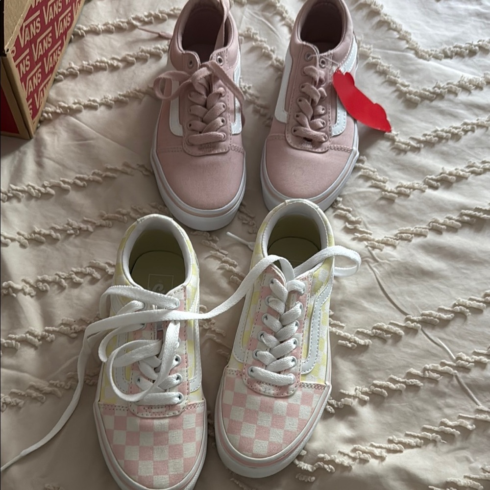 Vans Pink and White Checkered Shoes
